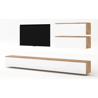 AX Living Wohnwand Braun, Weiß 300x102x32 cm