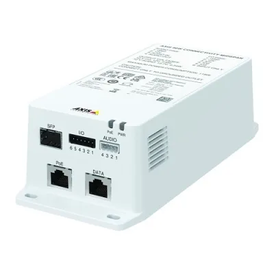 AXIS TU8003 90W Connectivity Midspan mit Portcast-Technologie Audio- und E/A-Anschlüsse Unterstützung für Axis PTZ-Kameras IEEE 802.3bt und AXIS High PoE SFP-Steckplatz für Glasfaser Externe Leistungssteuerung
