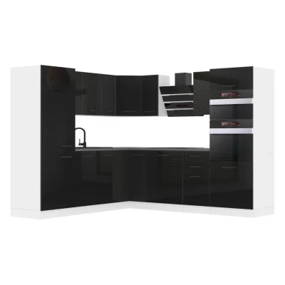 B Belini Group Küche Schwarz Hochglanz 420x204x60 cm