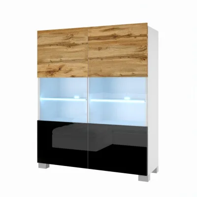 B Belini Group Vitrine Eiche Wotan, Schwarz 100x115x36 cm
