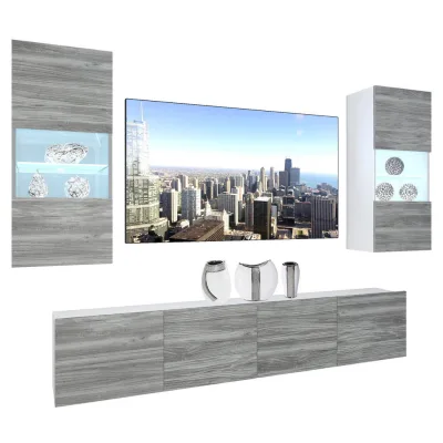 B Belini Group Wohnzimmerwand Grau 200x180x36 cm
