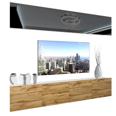 B Belini Group Wohnzimmerwand Schwarz, Braun 200x180x36 cm