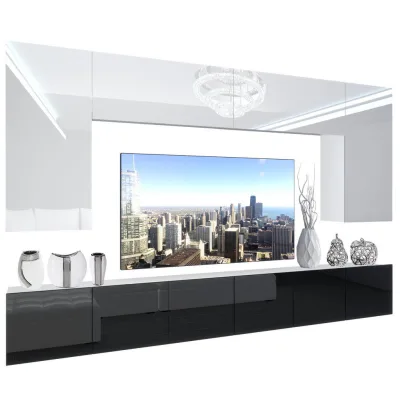 B Belini Group Wohnzimmerwand Weiß, Schwarz 300x180x36 cm