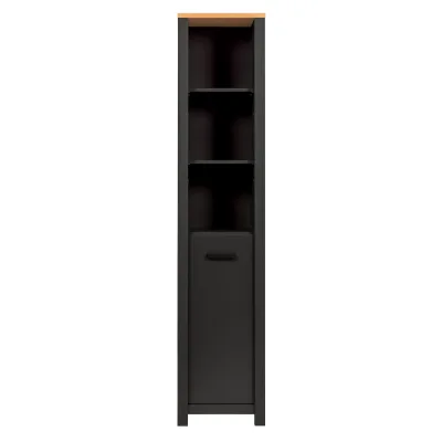 Bad-Hochschrank Carbona mit Soft-Close-Tür & 3 offenen Fächern, Anthrazit/Artisan Eiche