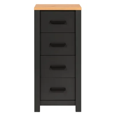 Badkommode Carbona mit 4 Soft-Close-Schubladen, Anthrazit/Artisan Eiche, schwarze Aluminiumgriffe