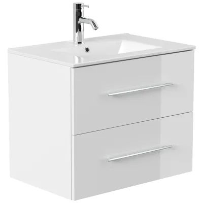 Mid.you Waschtischkombi Weiß Hochglanz 91 cm