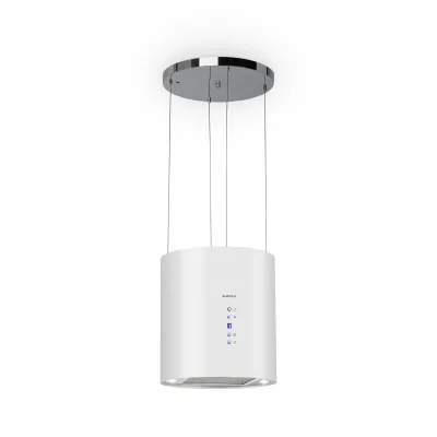 Barett Inselabzugshaube Ø35cm Umluft 522 m³/h LED Aktivkohlefilter Weiß