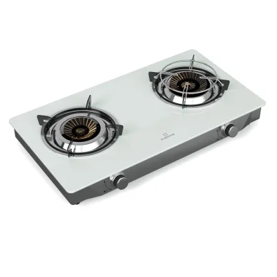 Barzona Campingkocher   2 Brenner   3,4 kW & 4,3 kW   Glasplatte   Edelstahl   mobil einsetzbar Weiß 2 Brenner