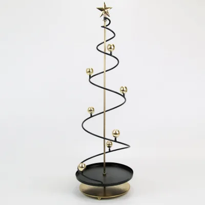 Baum für Spitzkerzen, gold/schwarz, Metall, ca. Ø 30 x H 90 cm