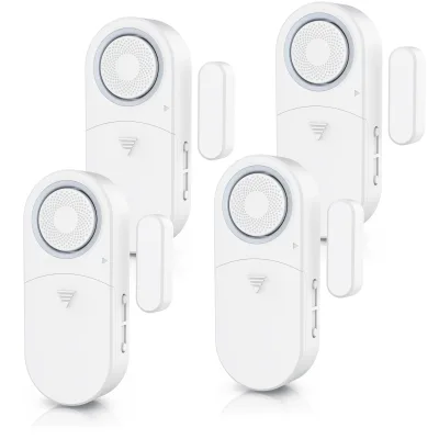 Bearware 4x Fensteralarm 120 dB, Tür- & Fenster-Sensor, Einbruchschutz, Alarmanlage, mit Batterien