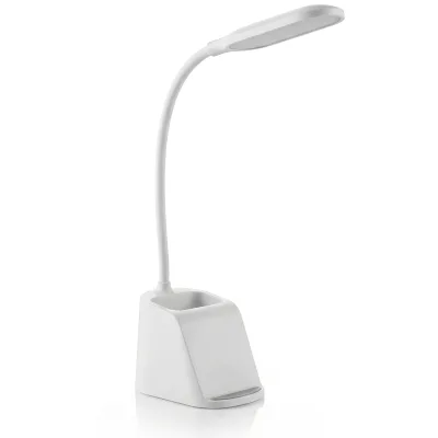 BEARWARE Schreibtischlampe, LED Dimmbar mit Wireless Charger, Bürölampe, Leselampe, Tischleuchte, weiß