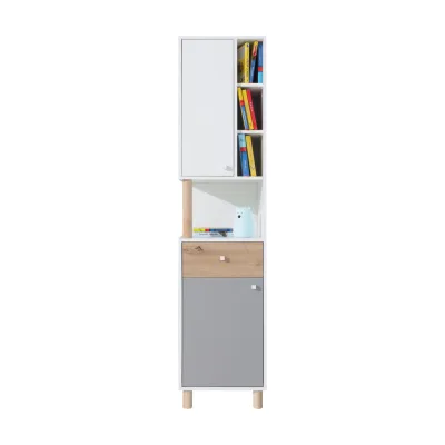 Beautysofa Bücherregal Weiß, Grau, Eiche Artisan 45x190x40 cm