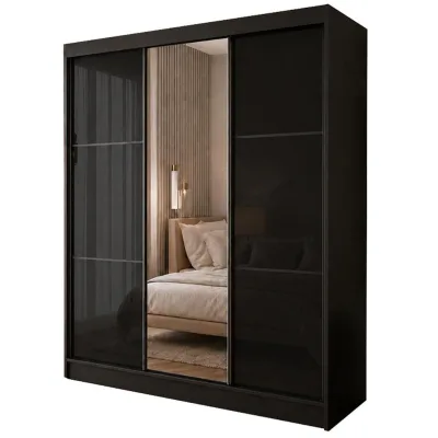 Beautysofa Schwebetürenschrank Schwarz 180x216x61 cm