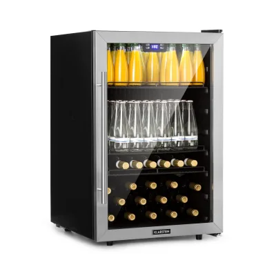Beersafe 5XL Kühlschrank 147 Liter 3 Böden Panoramaglastür Edelstahl Edelstahl 148 Liter