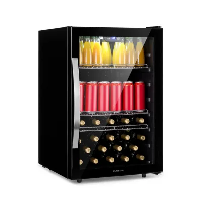 Beersafe 5XL Kühlschrank 147 Liter 3 Böden Panoramaglastür Edelstahl Onyx 148 Liter