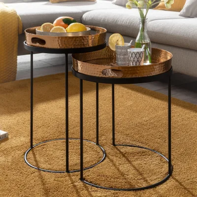 Beistelltisch FineBuy Sofatisch Set Metall Tabletttisch Couchtisch Tisch Rund