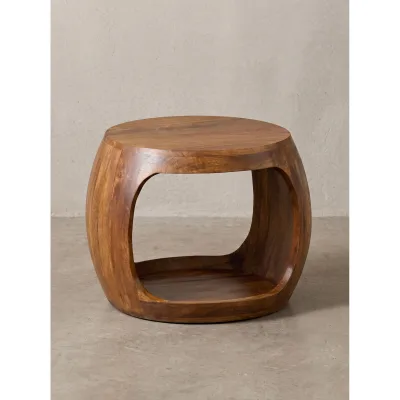 Beistelltisch Mango Massivholz Ø 50x40 cm - ANTEQUERA   Kadima Design