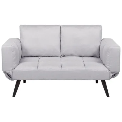 Beliani 2-Sitzer-Schlafsofa Hellgrau 183x90x75 cm