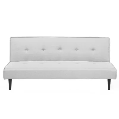 Beliani 3-Sitzer-Schlafsofa Hellgrau 180x80x92 cm