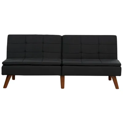 Beliani 3-Sitzer-Schlafsofa Schwarz, Dunkelbraun 180x76x83 cm