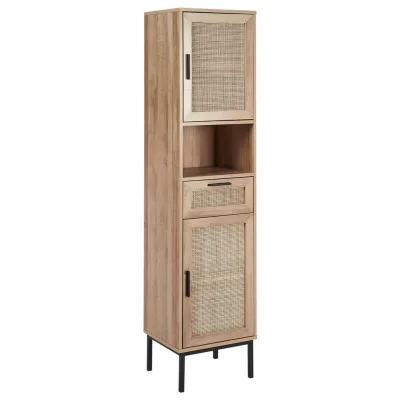 Beliani Bad-Wandschrank Natur, Braun 40x165x36 cm