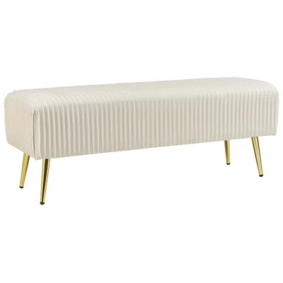 Beliani Bank Weiß, Gold 118x42x40 cm