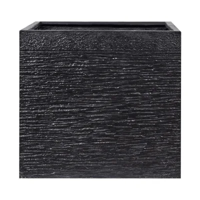 Beliani Blumentopf Schwarz 46 cm