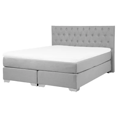 Beliani Boxspringbett Hellgrau 160x200 cm