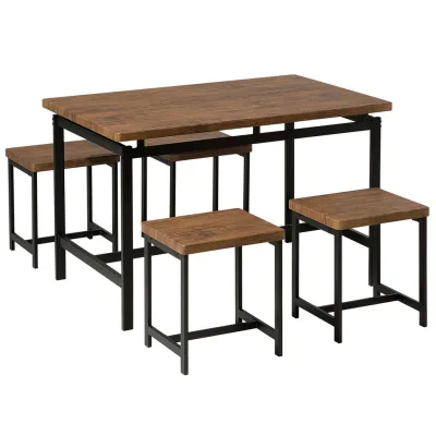 Beliani Essgruppe Schwarz 120x75x75 cm