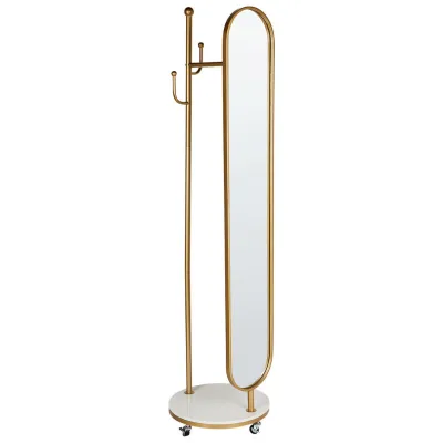 Beliani Garderobenständer Gold, Weiß 44x172x10 cm
