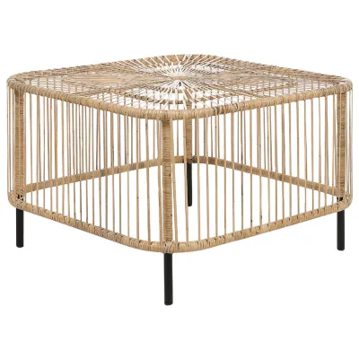 Beliani Garten-Beistelltisch Schwarz, Natur 67x45x67 cm