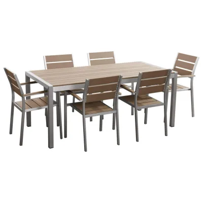Beliani Gartenmöbel-Set Hellbraun, Silber