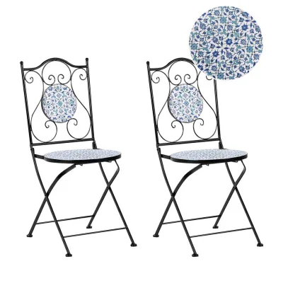 Beliani Gartenstuhl Schwarz, Blau, Weiß 40x90x45 cm