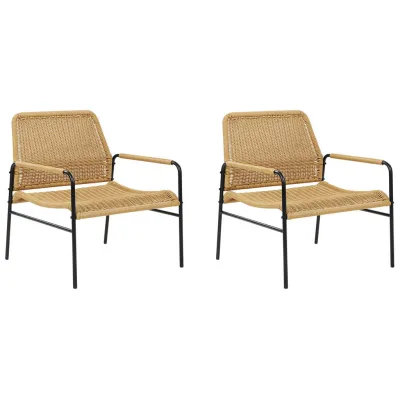 Beliani Gartenstühle Natur, Beige, Schwarz 63x78x67 cm