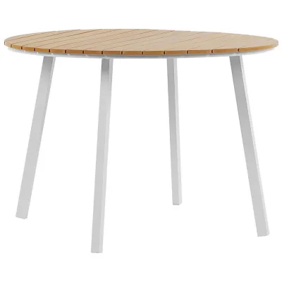 Beliani Gartentisch Dunkelbraun, Weiß 105x73x105 cm