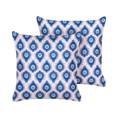 Beliani Outdoor-Kissen Blau 45x45 cm