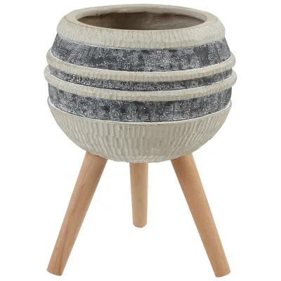 Beliani Pflanzenständer Beige, Grau, Hellbraun 52 cm
