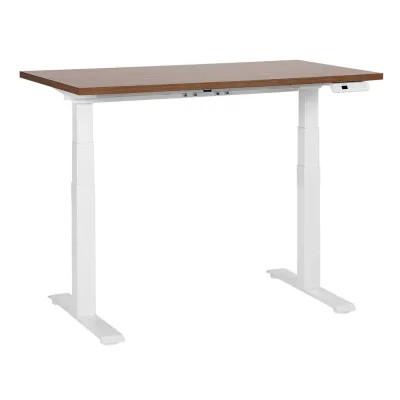 Beliani Schreibtisch Dunkelbraun, Weiß 72x63x160 cm