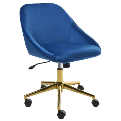 Beliani Schreibtischstuhl Blau, Gold, Schwarz 54x77x54 cm