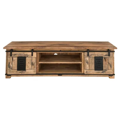 bene living Tv-Couchtisch Schwarz, Braun, Natur 180x50x55 cm