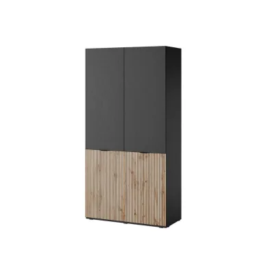Bettso Kleiderschrank Schwarz, Eiche Wotan 101x200x51 cm