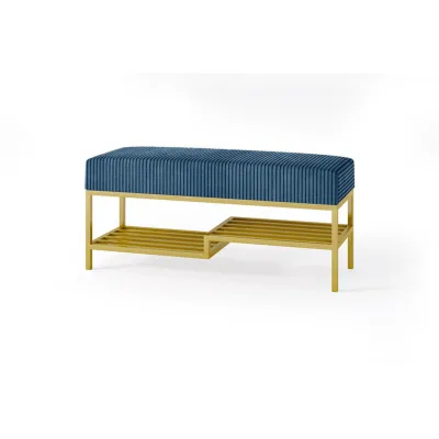 Bettso Sitzbank Dunkelblau, Gold 100x45x35 cm