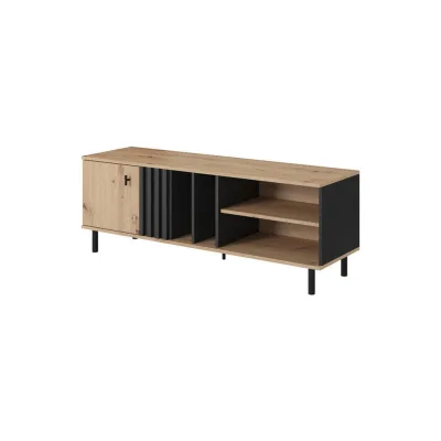 Bettso Tv-Schrank Eiche Artisan, Schwarz 138x49x40 cm