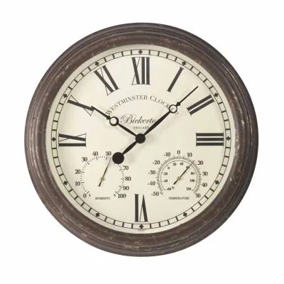 Bickerton Wanduhr und Thermometer, 38 cm, witterungsbeständig, vielseitig