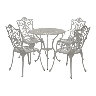 Bistroset Jugendstil 5-teilig, Aluguss weiss