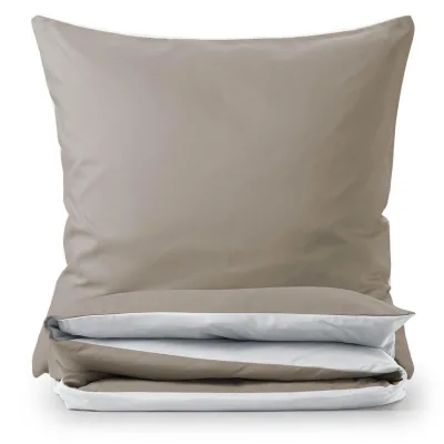Blumtal Wendebettwäsche Taupe, Weiß 135x200 cm