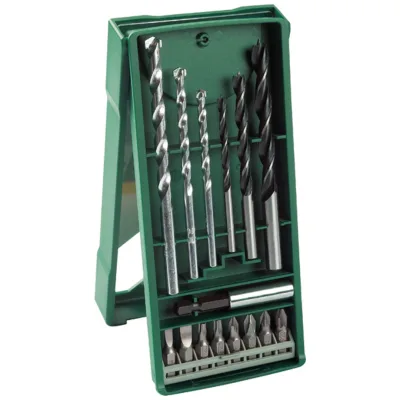 Bosch Mini-X-Line Mixed-Set, 15-teilig, 3 Stein-, 3 Holzbohrer, 8 Schrauberbits