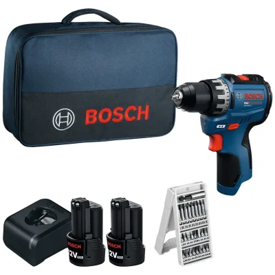Bosch Professional Bosch Akku-Bohrschrauber GSR12V-31, incl. 2x Akku GBA 2 Ah, Ladegerät, Bitset, Werkzeugtasche