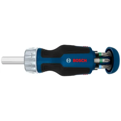 Bosch Stubby-Bit-Ratschenschraubendreher mit Magazin, 6 Bits