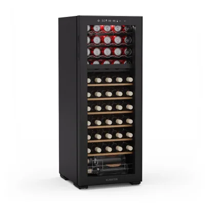 Bovella 55 Duo+ Weinkühlschrank   2-in-1   55 Flaschen   2 Zonen   9 Regale   Touch Schwarz 55 Flaschen 2 Kühlzonen